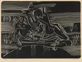 Sappho by Walter Battiss, woodcut on paper, sold Jun 2025