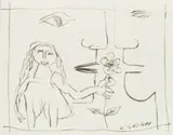 Walter Battiss, Girl with Flower, etching on paper