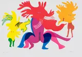 Walter Battiss, Bird Masks, colour screenprint on paper