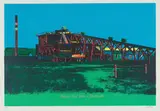 Walter Battiss, Belfast Coal Mine Transvaal, colour screenprint on paper