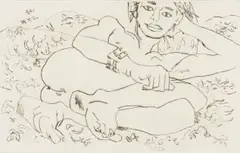 Walter Battiss, Reclining Figure, etching on paper