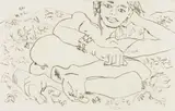 Walter Battiss, Reclining Figure, etching on paper