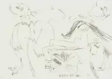 Walter Battiss, Two Flowers, 6 July 1973, etching on paper