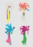 Walter Battiss, Masks, colour screenprint on paper