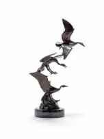 Llewellyn Davies, Flying Geese, bronze with a dark brown patina, on a granite base