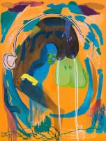 Grace Cross, Bending Backwards Atlas, 2020, oil, pastel, pencil and acrylic on canvas