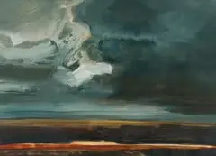 Hermann Niebuhr, Abstract Landscape, oil on paper