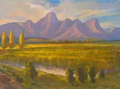 James Thackwray, Vineyard, Stellenbosch, oil on canvas