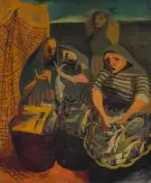 Marjorie Wallace, Fishwives, oil on canvas