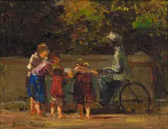 Adriaan Boshoff, Roomyskar (Ice-cream Cart), oil on canvas laid down on board