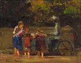 Adriaan Boshoff, Roomyskar (Ice-cream Cart), oil on canvas laid down on board