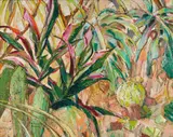 Barbara Grace Burry, Flowerbed Study, oil on board