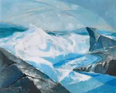 Kenneth Bakker, Rocks and Surf, 1954, oil on board