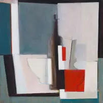 Marlene Von Dürckheim, Abstract Composition with Bottle and Teacup, 2004, oil on canvas