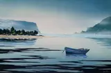 Dale Elliott, Knysna Heads with Boat, oil on board