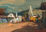Titta Fasciotti, Farm Cottages, 1977, oil on board