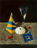Michael Vincent Murphy, Still Life with Glass, Cherries and Sea Anemone Shell, 1994, oil on canvas laid down on board