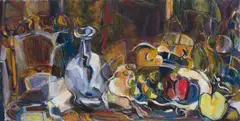 Marlene Von Dürckheim, Still Life with Vase and Fruit, 1997, oil on canvas