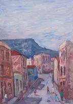 Kenneth Baker, Cape Street Scene, oil on board