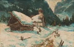Otto Klar, Alpine Winter Views, 1943, oil on board