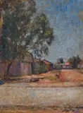 Harry Stratford Caldecott, Village Street with Gum Tree