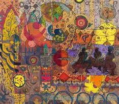 Hussein Salim, Three Women, 2013, acrylic on canvas