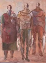 Amos Langdown, Three Figures, 1992, oil on canvas laid down on board