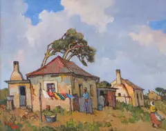Conrad Theys, Labourers' Cottages, Phillipi, 2014, oil on canvas