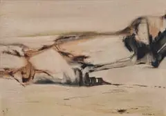 Taffy (Matthew) Whippman, Abstract Landscape in Umber and Cream, 1965, oil on canvas
