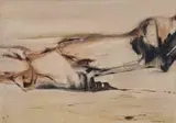 Taffy (Matthew) Whippman, Abstract Landscape in Umber and Cream, 1965, oil on canvas