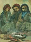 Amos Langdown, Three Children around a Fire