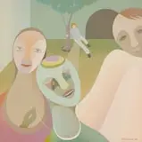 Simon Jones, Masquerade, 1975, acrylic on board