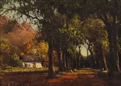 Tinus de Jongh, Cape Landscape, oil on canvas laid down on board