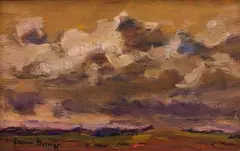 Adriaan Boshoff, Landscapes with Clouds, oil on canvas laid down board