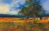 Derric Van Rensburg, Swartland, West Coast, acrylic on canvas paper laid down on board