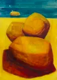 Fred Schimmel, Boulders on the Coast, 1964, oil on board