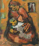 Frans Claerhout, Mother and Child, oil on board
