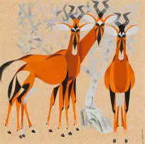 Helmut Starcke, Hartebees, gouache on paper laid down on board
