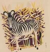 Helmut Starcke, Zebra, gouache on paper laid down on board