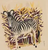 Helmut Starcke, Zebra, gouache on paper laid down on board