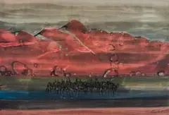 Gordon Vorster, Sunlit Wildebeest, watercolour on paper