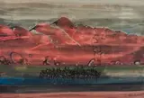 Gordon Vorster, Sunlit Wildebeest, watercolour on paper