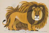 Helmut Starcke, Lion, gouache on paper laid down on board