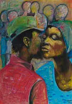 Nelson Makamo, The Kiss, 2006, pastel on paper