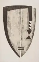 Hannes Harrs, Shield Form II, 1985, colour woodcut on paper