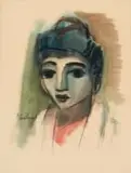 Carl Büchner, Portrait of a Woman, charcoal and watercolour on paper