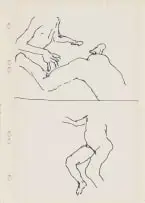 Mark Hipper, Nude Figure, ink on graph paper