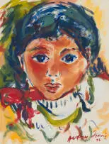 Audrey Fourie, Portrait of a Girl, 1992, oil on paper laid down on board