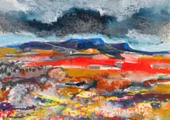 Jan Visser, Landscape with Rain Clouds, 1995, pastel, watercolour and ink on paper
