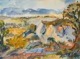 Stefan Ampenberger, Landscape with Mountain, watercolour on paper